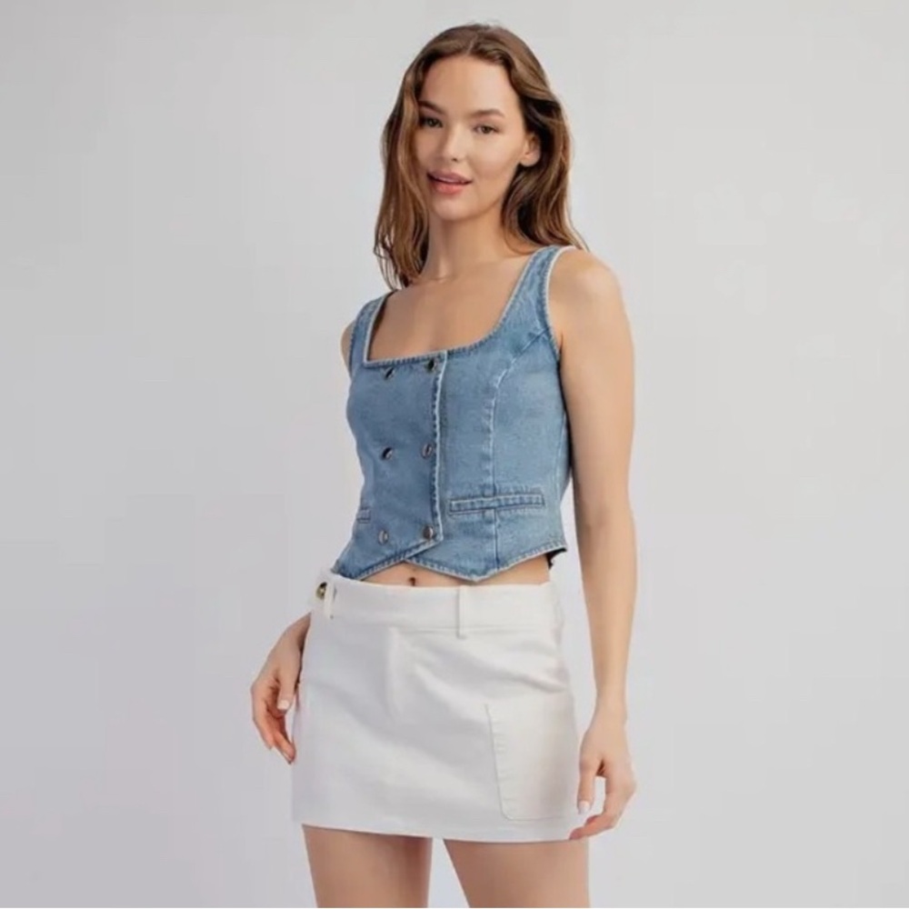 Blue Denim Vest Large Festival‎ Y2K